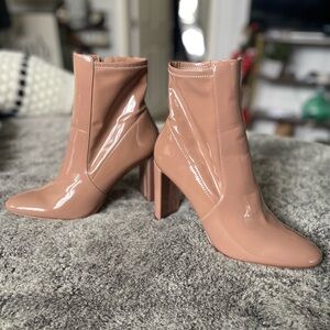 Aldo Glossy Nude Heeled Boots